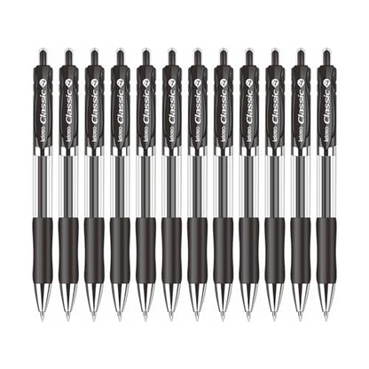 Classic Retractable Gel Roller Pens, 0.7mm Fine Point (Black Ink- 12 Packs) - color: Black Ink- 12 Packs