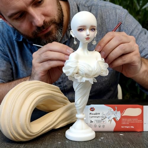 Lightweight Clay - Air Dry Clay, Ultra Light & Soft, Safe & Non-Toxic, Moldable & Flexible, DIY Modeling Clay for Anime Figures, Sculpting, Molding, Creative Art Crafts - color: Skin