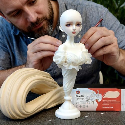 Lightweight Clay - Air Dry Clay, Ultra Light & Soft, Safe & Non-Toxic, Moldable & Flexible, DIY Modeling Clay for Anime Figures, Sculpting, Molding, Creative Art Crafts - color: Skin