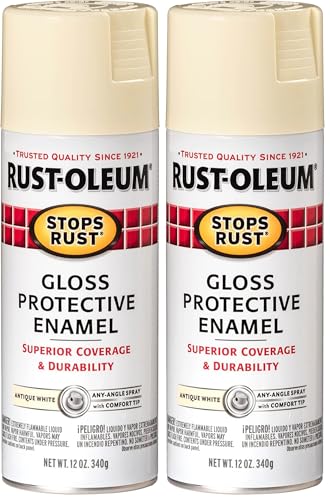 Rust-Oleum 7794830 Stops Rust Spray Paint, 12 oz, Gloss Antique White (Pack of 2) - color: Gloss Antique White, size: 12 Ounce (Pack of 2)