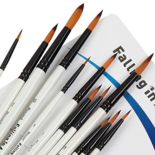 Falling in Art Paint Brushes Set, 12 PCS Nylon Professional Round Paint Brushes for Watercolor, Oil Painting, Acrylic, Face Body Nail Art, Crafts, Rock Painting - size: 12 Pcs Round Nylon