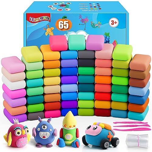 ifergoo Modeling Clay Kits - 65 Colors Air Dry Clay for Kids, DIY Molding Toys with Sculpting Tools, Ultra Light & Soft, DIY Crafts School Classroon Projects, Gifts for Ages 3-12 Boys & Girls Kids - color: 65 Colors