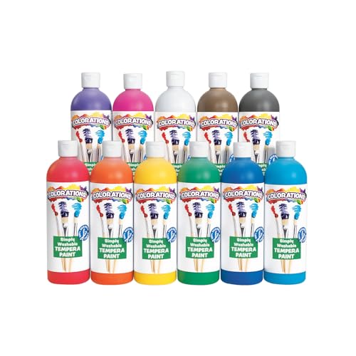 Colorations - SWT16 Simply Washable Tempera Paints, 16 fl oz, Set of 11 Colors, Non Toxic, Vibrant, Bold, Kids Paint, Craft, Hobby, Arts & Crafts, Fun, Art Supplies - color: Assorted, 11 Colors