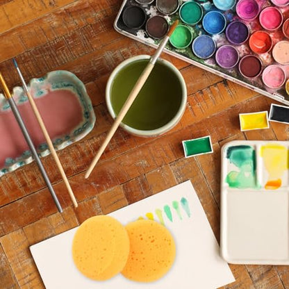 20 PCS Round Pottery Sponges for Clay & Painting- 2.8 Inch Durable Synthetic Sponges, Elasticity Ceramic Clay Sponge, Round Cleaning Water Absorption Soap Sponge for Crafts Household Use and More