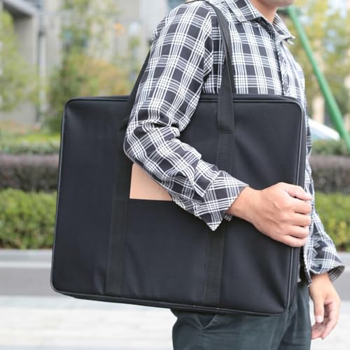 JJRING Art Portfolio Case, Wire Framed Nylon Portfolio Tote, Art Storage Bag in 23 Inches by 17 Inches, Great Carrying Bag for Artworks, Posters, Drawings, Prints(Black) - size: 23 Inches by 17 Inches