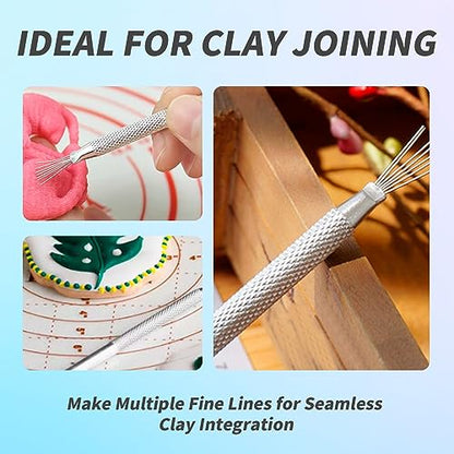 YAFIYGI 8 Pcs Ceramics Tools Kit Pottery Tools Carving Clay Needle Tools Clay Needle Tools Ceramic Sculpting Modeling and Texturing Supplies for Artistic Creations Feather Wire Texture Tools - color: 8 Pack