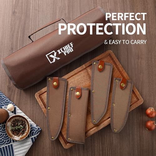 Japan Knife Set, High Carbon Steel Japan Nakiri Santoku Knife Set, Hand Forged Meat Cleaver Butcher Knife with Accessories for Kitchen, Camping BBQ Knives Set with Bag