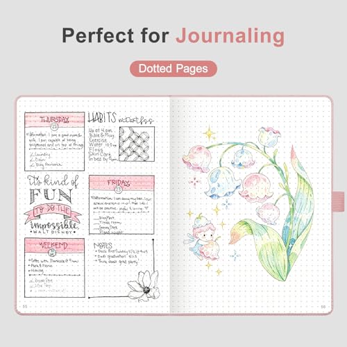 AHGXG Dotted Journal Notebook, 160 Numbered Pages, A5 Medium Size (5.7'' x 8.3''), 120 GSM Thick Paper, Leather Hardcover, for Journaling, Planning, Tracking (Rose Gold) - color: Rose Gold, style: Dotted
