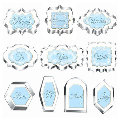 10 Pieces Plaque Frame Cookie Cutter Stainless Steel Biscuit Cutter Difference Shapes,Biscuit Wedding Baking Decorations Holiday Party (silver)