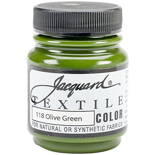 Jacquard Textile Color Olive Green - Permanent Fabric Paint for Clothes, Furniture Upholstery, Shoes or Tote Bags – Indoor & Outdoor Fabric Paint – 2.25 Oz Jar, Upholstery Fabric Paint - color: Olive Green, size: 2.25 Fl Oz (Pack of 1)