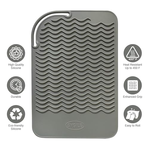 9" X 6.5" Silicone Heat Resistant Travel Mat, Anti-Heat Pad Cover for Hair Straighteners, Curling Irons, Flat Irons and Other Hair Styling Tools - Gray - color: Gray