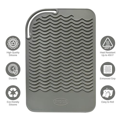 9" X 6.5" Silicone Heat Resistant Travel Mat, Anti-Heat Pad Cover for Hair Straighteners, Curling Irons, Flat Irons and Other Hair Styling Tools - Gray - color: Gray