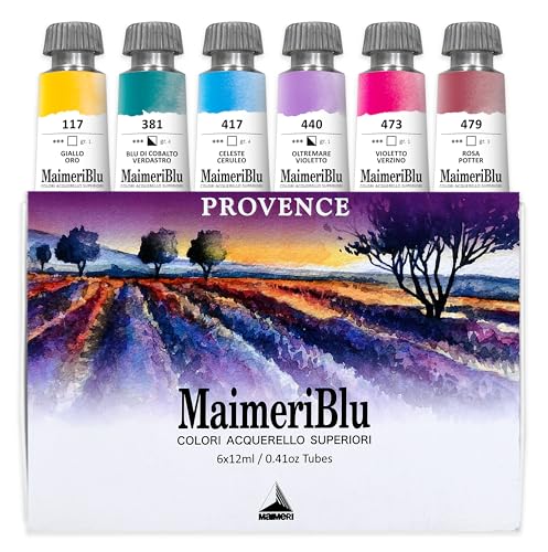 Maimeri Blu Watercolor Paint, Provence Thematic Set, 12ML Tubes, 6 Pack, Assorted Colors, 1 Count - style: Provence Thematic Set