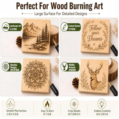 4 PCS Solid Pine Wood Blocks, 8 x 8 x 1 Inch One-Piece Unfinished Wood Panels for Wood Burning, Laser Engraving, Painting, DIY Signs, Home Decor and Craft Projects - size: 8x8x1 Inch