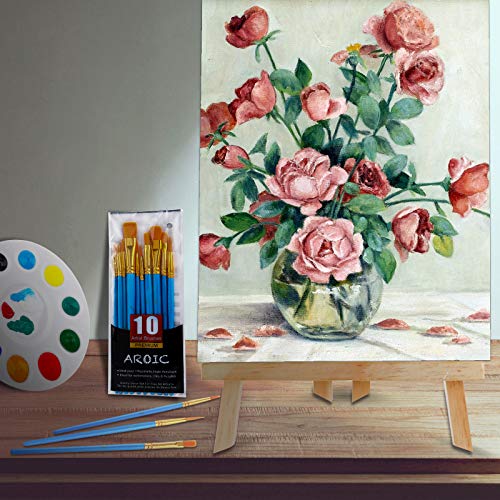 240 PCS Professional Painting Set with 20 PCS Wood Easels,20 Packs of 200 Brushes with Nylon Brush Head and 20 PCS Palettes, Painting Supplies kit for Kids & Adults to Painting Party. - style: 240Pcs(20 Sets)