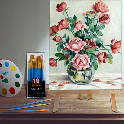 240 PCS Professional Painting Set with 20 PCS Wood Easels,20 Packs of 200 Brushes with Nylon Brush Head and 20 PCS Palettes, Painting Supplies kit for Kids & Adults to Painting Party. - style: 240Pcs(20 Sets)