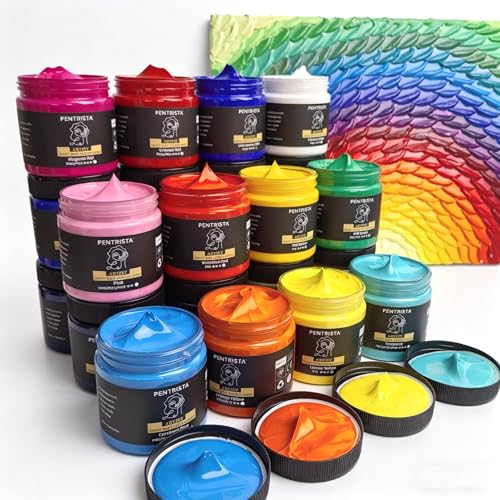 Heavy Body Acrylic Paint Set, 24 Colors (220ml/7.44oz) – Rich Pigment Artist Acrylic Paint for Canvas Painting, Wood, Ceramic, Glass – Premium Art Supplies for Adults, Artists & Crafters - color: 24 colours