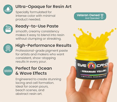 Eye Candy Resin Pigment Paste – Highly Pigmented Epoxy Color, 2 oz, Solid Non-Metallic, Mixable for Custom Shades (Himawari Yellow) - color: Himawari Yellow