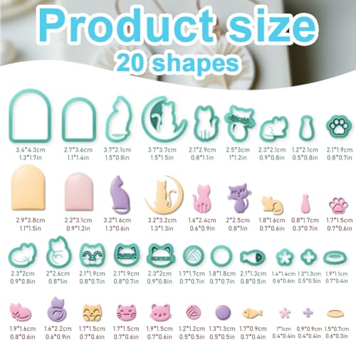 beinkmake 20Pcs Cats Polymer Clay Cutters Moon Kitten Clay Earrings Cutters Cute Cat Polymer Jewelry Cutter for Earrings Making Birthday Party DIY Supplies - style: Cat