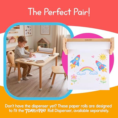 Art Paper Roll Refills – 12" x 75 ft (3-Pack) – Replacement Paper Rolls for Kids’ Art Tables, Easels & Craft Stations – Smooth White Drawing Paper – 7 Days of Play - color: Art Paper Roll