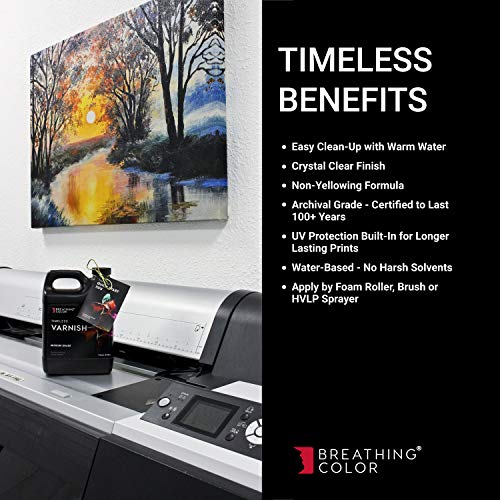 Breathing Color Timeless Archival Print Varnish - 1 Quart, Satin Finish, Premium Canvas Coating, Water Based UV Protection, 100+ Years Certified Archival - size: Quart