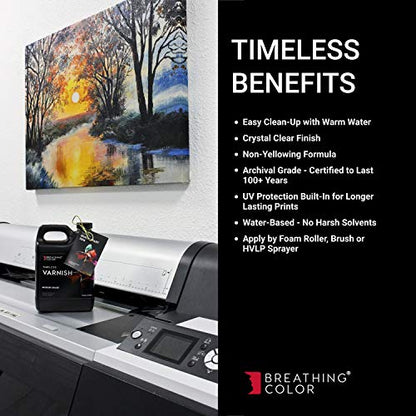 Breathing Color Timeless Archival Print Varnish - 1 Quart, Satin Finish, Premium Canvas Coating, Water Based UV Protection, 100+ Years Certified Archival - size: Quart
