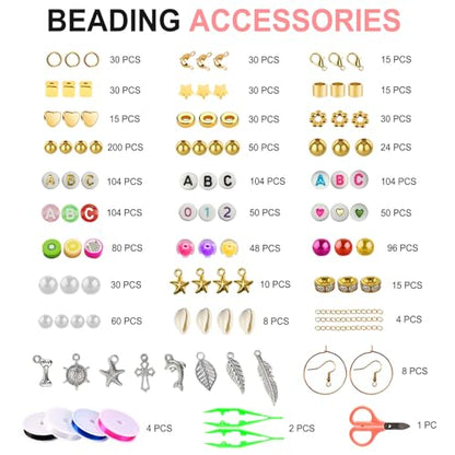 Redtwo 18000 Pcs Clay Beads Bracelet Making Kit, 4 Boxes 64 Colors Flat Polymer Heishi Jewelry with Gift Pack, Friendship Bracelet for Girls Ages 8-12 - color: 64 Colors