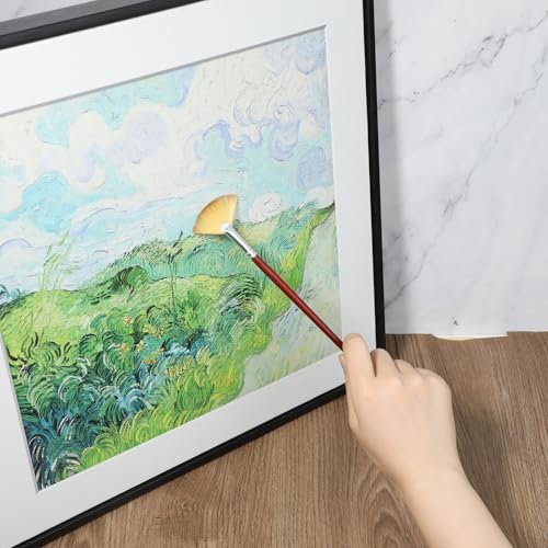 6 Pieces Artist Fan Paint Brush Set,Professional Acrylic Paint Brushes with Nylon Hair DIY Craft Long Wood Handle for Acrylic Watercolor Oil Gouche Painting Rock Painting
