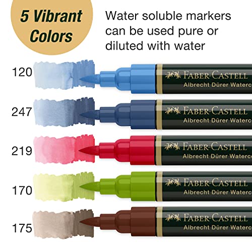 Faber-Castell Albrecht Durer Watercolor Markers - Urban Sketching - Wallet of 5, Watercolor Brush Markers - style: 5 Count - Urban Sketching
