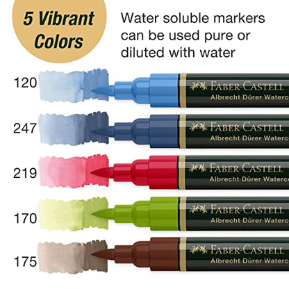 Faber-Castell Albrecht Durer Watercolor Markers - Urban Sketching - Wallet of 5, Watercolor Brush Markers - style: 5 Count - Urban Sketching
