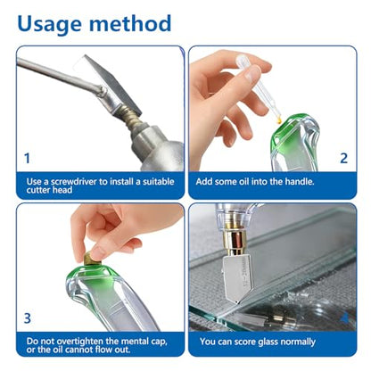 10pcs Heavy Duty Glass Cutting Tool Kit, Curve Jaw Glass Running Pliers Breaker Grozer Pliers, Pencil Style Oil Feed Carbide Tip Glass Cutter for Stained Glass Mosaics Mirror Tiles Breaking