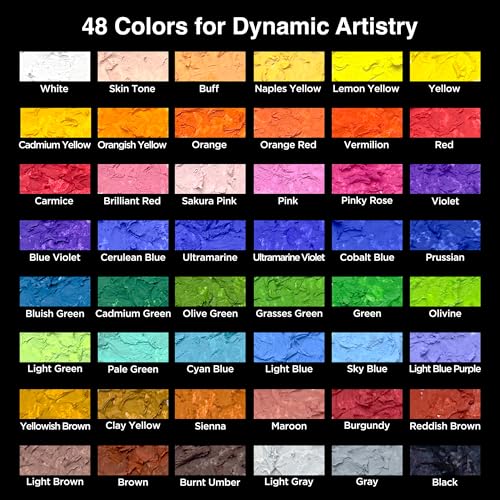 COLOUR BLOCK Oil Pastels All-in-One Art Set 103 PCS, 48 Colors Oil Pastels with 9 Tools, Blending Stumps, Tortillions, Brushes, Metal Palette Knives, Pad for Beginners and Professional Artists
