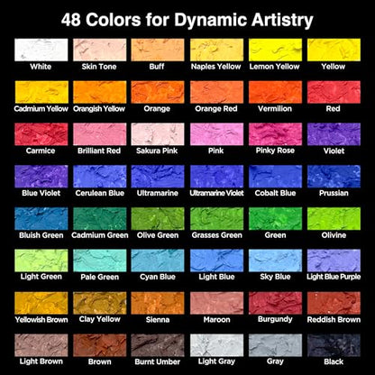COLOUR BLOCK Oil Pastels All-in-One Art Set 103 PCS, 48 Colors Oil Pastels with 9 Tools, Blending Stumps, Tortillions, Brushes, Metal Palette Knives, Pad for Beginners and Professional Artists