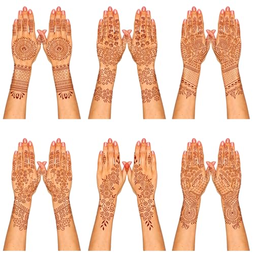 Henna Tattoo Stencil Kit, 12 Sheets Temporary Tattoo Templates for Hand,Large Indian Temporary Tattoo Stickers