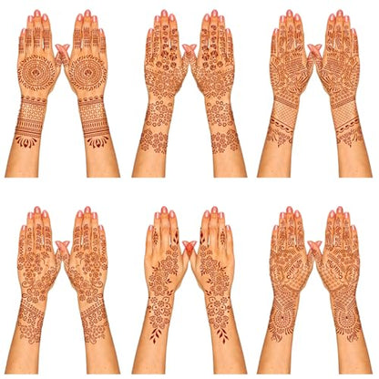 Henna Tattoo Stencil Kit, 12 Sheets Temporary Tattoo Templates for Hand,Large Indian Temporary Tattoo Stickers