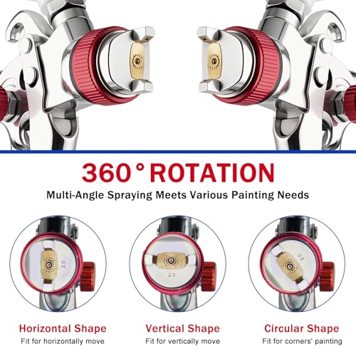HVLP Spray Gun Kit with 4 Nozzles, 20 Disposable Cups & Regulator - color: Red