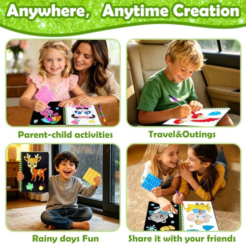 FUNNYB&G Foil Art Craft Kit for Kids 4-10 Years Old: Mess-Free & No-Glue, Create 16 Sparkly Animal World Pictures – Perfect Travel Toy & Birthday Gift for Kids (Animal World) - style: Animal World