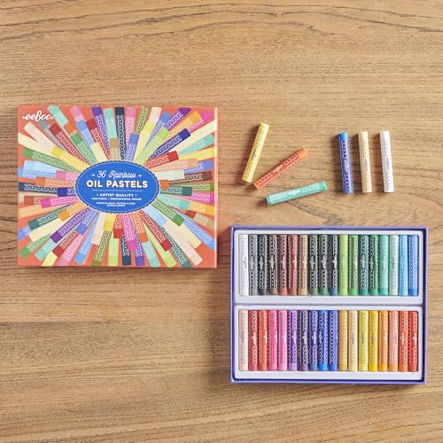 eeBoo Oil Pastels Rainbow - 36 Artist-Quality Blendable Color Sticks, Bold Pigments for Drawing & Blending, Sliding Gift Box, Kids Ages 5 and up - style: Rainbow
