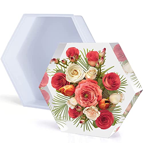 9 Inch Large Silicone Molds for Resin Casting - Upgraded Hexagon Shapes for Flowers Preservation, Books Desktop Organizer, Gift and Home Decors - color: Hexagon