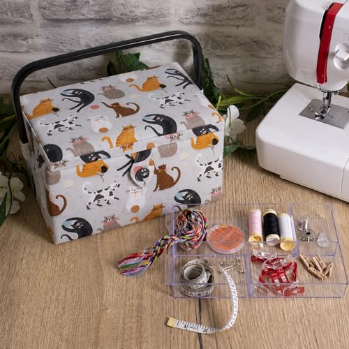 Hobby Gift Medium Sewing Storage Box, 18.5 x 25.5 x 14.5cm, Cats - color: Cats