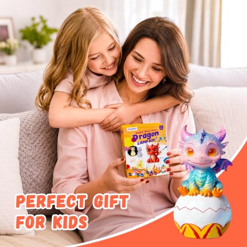 Paint Your Own Dragon Lamp Kit, Arts and Crafts for Kids Ages 8-12, Arts and Crafts for Kids 4-6, DIY Dragon Toys Tap Night Light, Paint Kit Birthday Gifts for Girls Boys Ages 3 4 5 6 7 8 9 10 11 12+ - color: Dragon