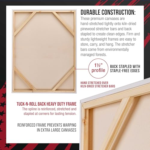 U.S. Art Supply Rectangle Stretched Canvas for Painting 36x48 inch Gallery Depth 1-1/2" Thick, 2-Pack - 17oz Acrylic Gesso Triple Primed, Professional Artist Quality, 100% Cotton - Oil, Pouring Paint
