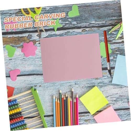 BATHVEVE Pink Rubber Carving Blocks for Stamp Making Soft Linoleum Block Printing Kit for Artists DIY Craft Supplies for Printmaking