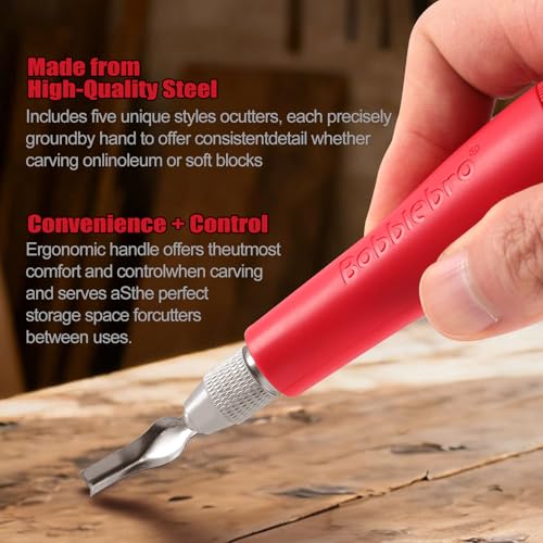 Linocut Carving Tools - Linoleum Cutter Kit with 6 Blades for Block Printing, Stamp Making Carving, Linocut Kit for Printmaking - Arts and Crafts Tools for Beginners, Adults, Artists