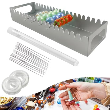 Uiyofok Bead Baking Rack,Polymer Clay Tools for Bead Maker,Drying Rack for Polymer Clay Jewelry Making Supplies(with 20 Pins & 2 Roll of Elastic Strings)