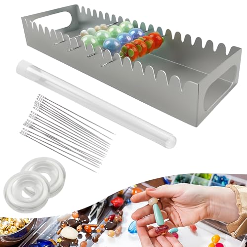 Uiyofok Bead Baking Rack,Polymer Clay Tools for Bead Maker,Drying Rack for Polymer Clay Jewelry Making Supplies(with 20 Pins & 2 Roll of Elastic Strings)