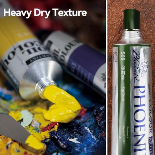 PHOENIX Artist Oil Paint Set - 12 Color x 1.35 Oz. / 40ml Tubes Professional Quality Oil Based Paint for Canvas Painting - color: 12 colors