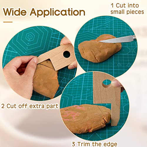 Amylove 3 Pieces Pottery Tools Cutting Clay Trimming Tool Includes Wood and Wire Bevel Cutter Fettling Knife for Pottery and Ceramics and Sculpting(Natural) - color: Natural
