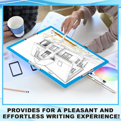 Tenceur 4 Pcs 11x17 Clipboard Three Clip Blue Extra Large Clipboard Horizontal Drawing Board 11 x 17 Inch Art Sketching Landscape Board for School Office Students Teachers Supplies