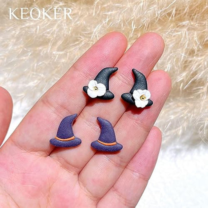 KEOKER Halloween Polymer Clay Cutters - 10 Shapes for Jewelry, Earrings, Pumpkin - Studs Included - color: Studs Clay Cutters